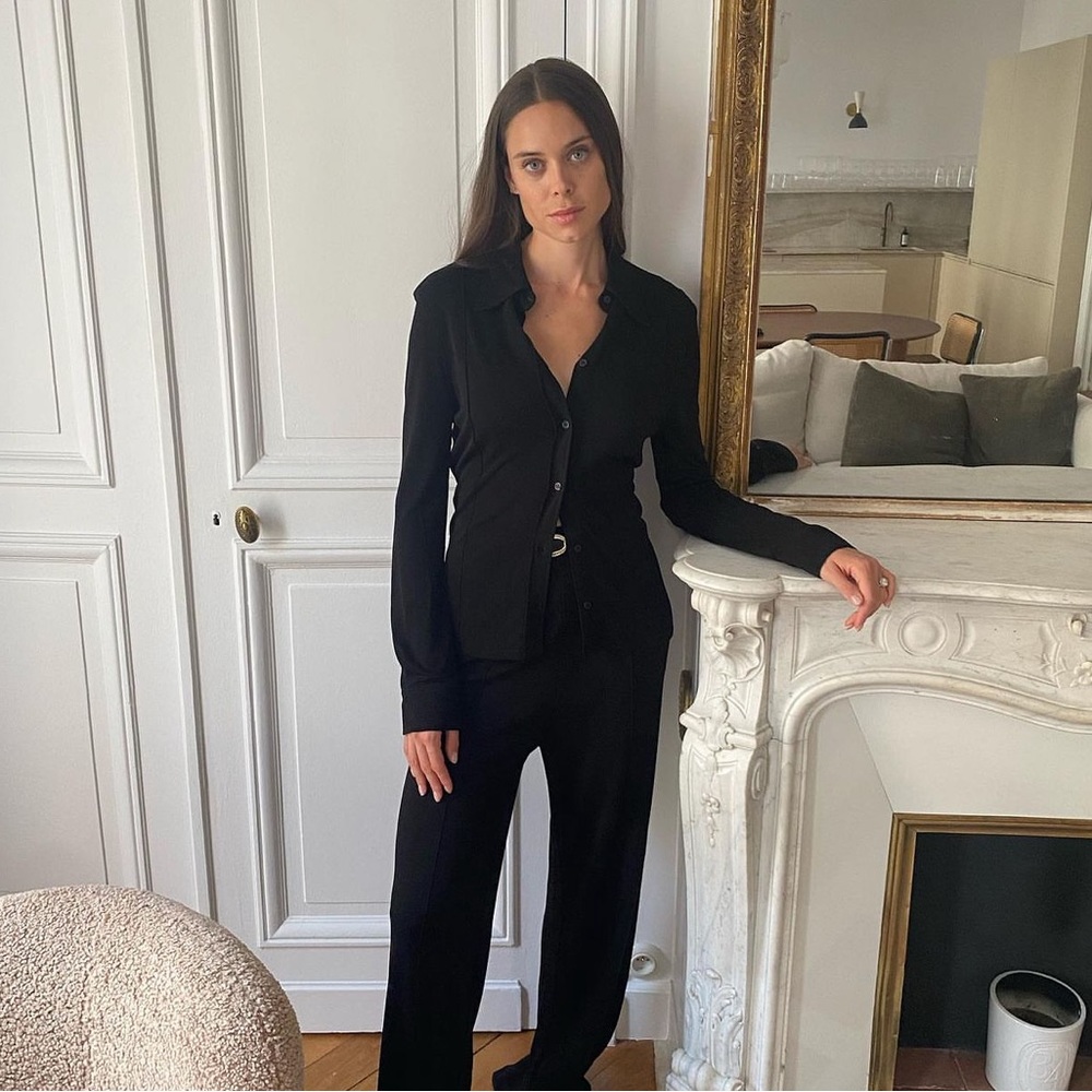 REFINE The Carol button up suit shirt in black